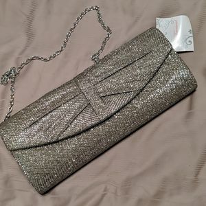 Lulu Townsend glitter clutch with chain
